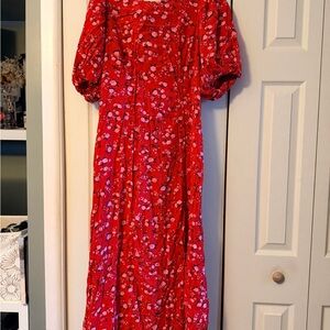 Floral Red Dress